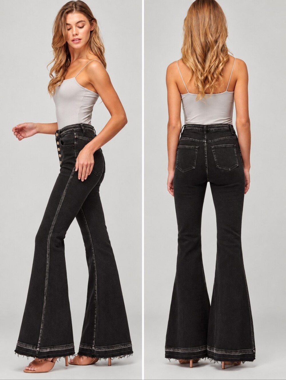 ❤️ NWOT! NATURE DENIM JORDAN HIGH RISE FLARE JEANS, EXPOSED BUTTON FLY, 2/3 (26)